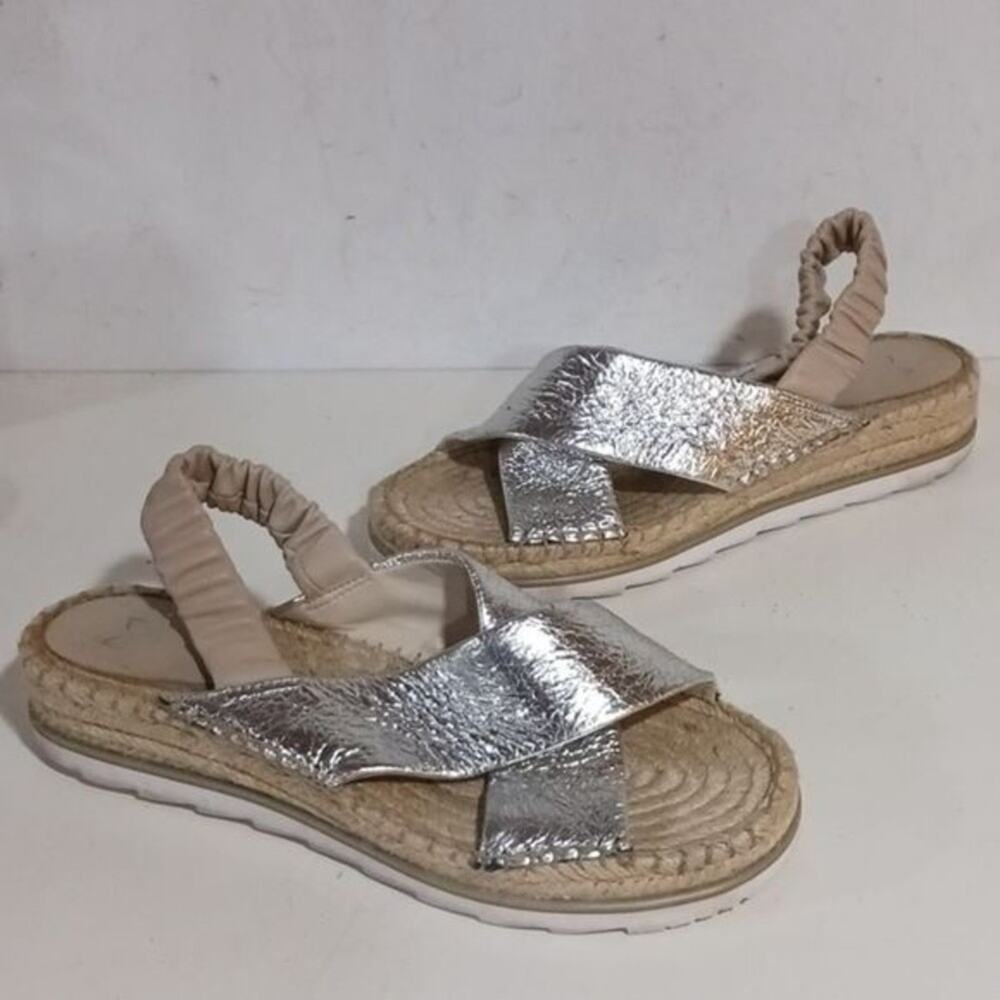 Marc Fisher silver metallic espadrilles sz 9.5